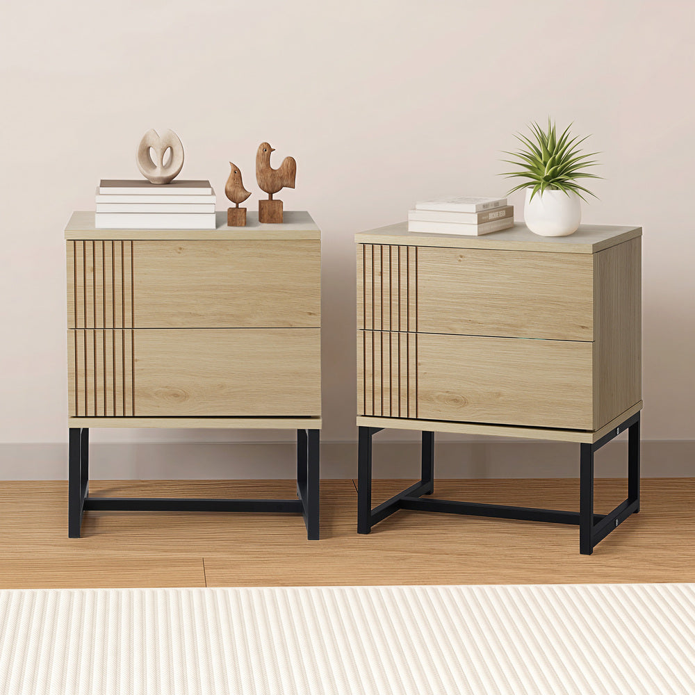 Bedside Tables 2 Drawers Bedroom Metal