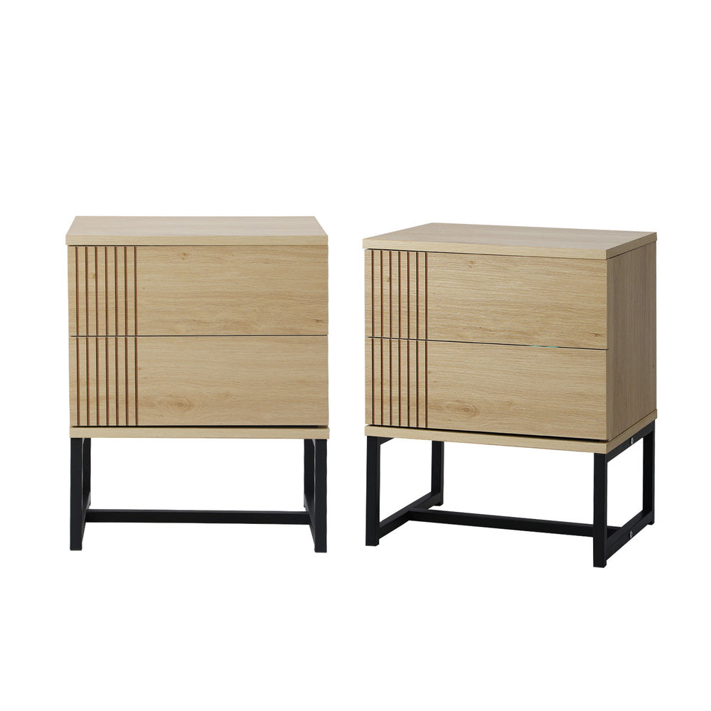 Bedside Tables 2 Drawers Bedroom Metal