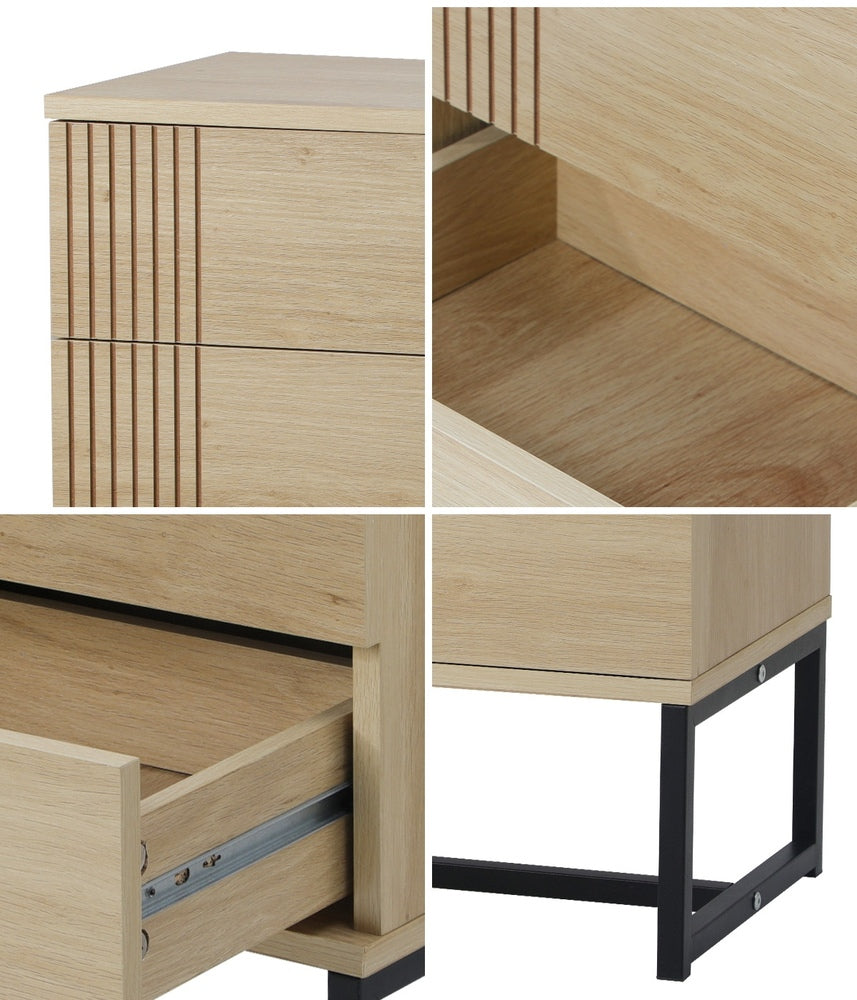 Bedside Tables 2 Drawers Bedroom Metal