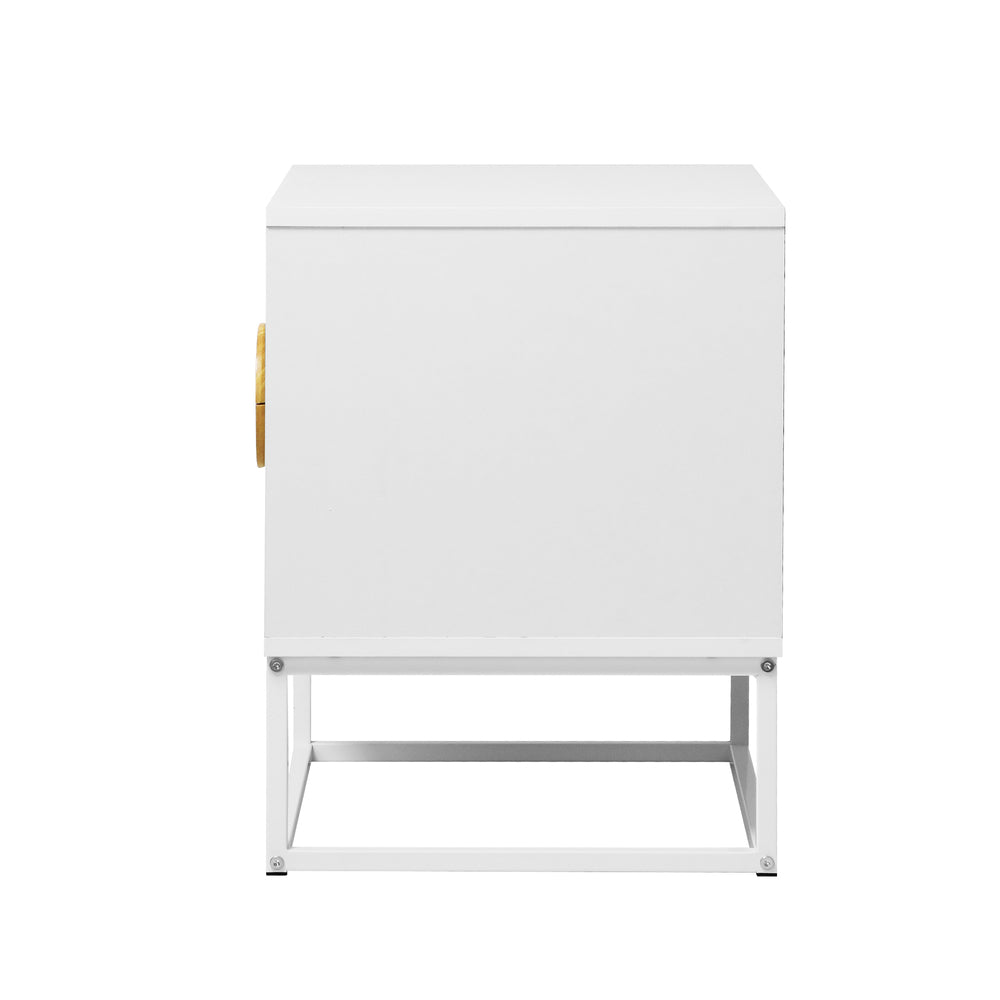 Bedside Table 2 Drawers Steel Legs White | Simpledeals