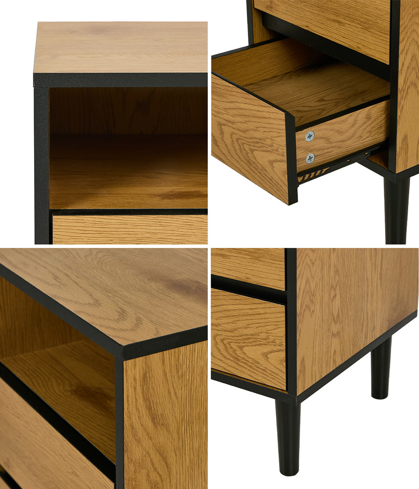 Bedside Table Natural 2 Drawers 35x39.5x60cm