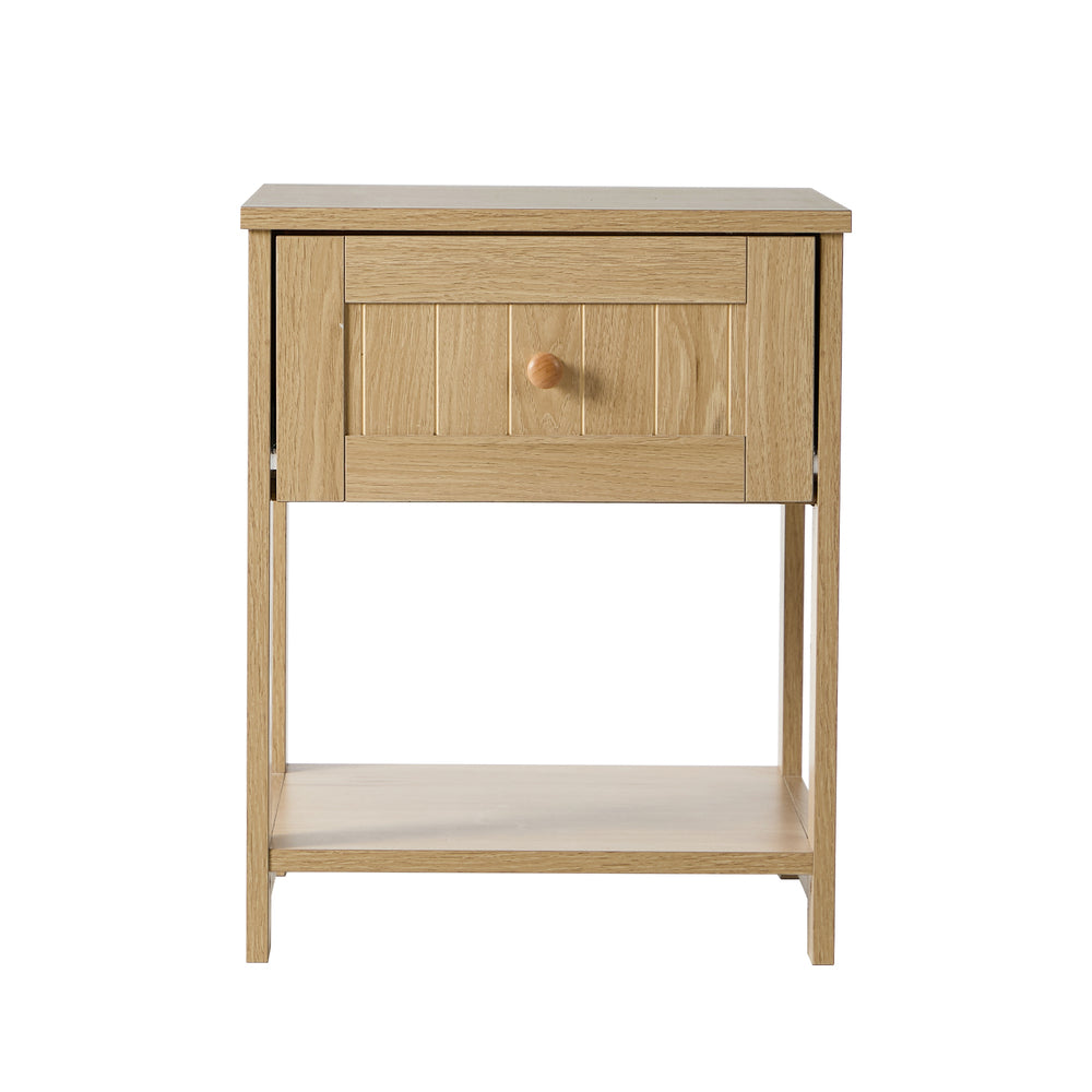 Bedside Table 1 Drawer Storage Shelf Natural | Simpledeals