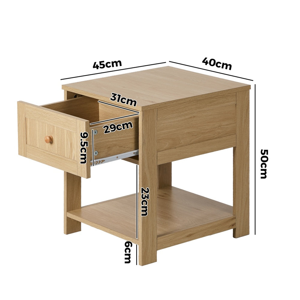 Bedside Table 1 Drawer Storage Shelf Natural | Simpledeals