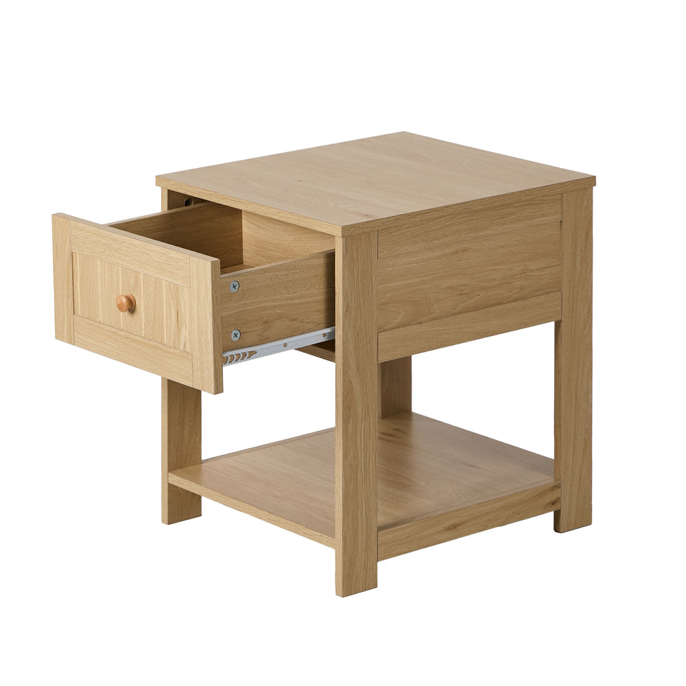 Bedside Table 1 Drawer Storage Shelf Natural | Simpledeals