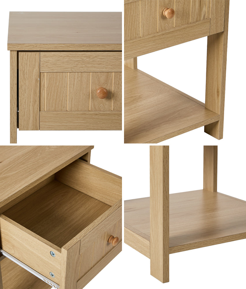 Bedside Table 1 Drawer Storage Shelf Natural | Simpledeals