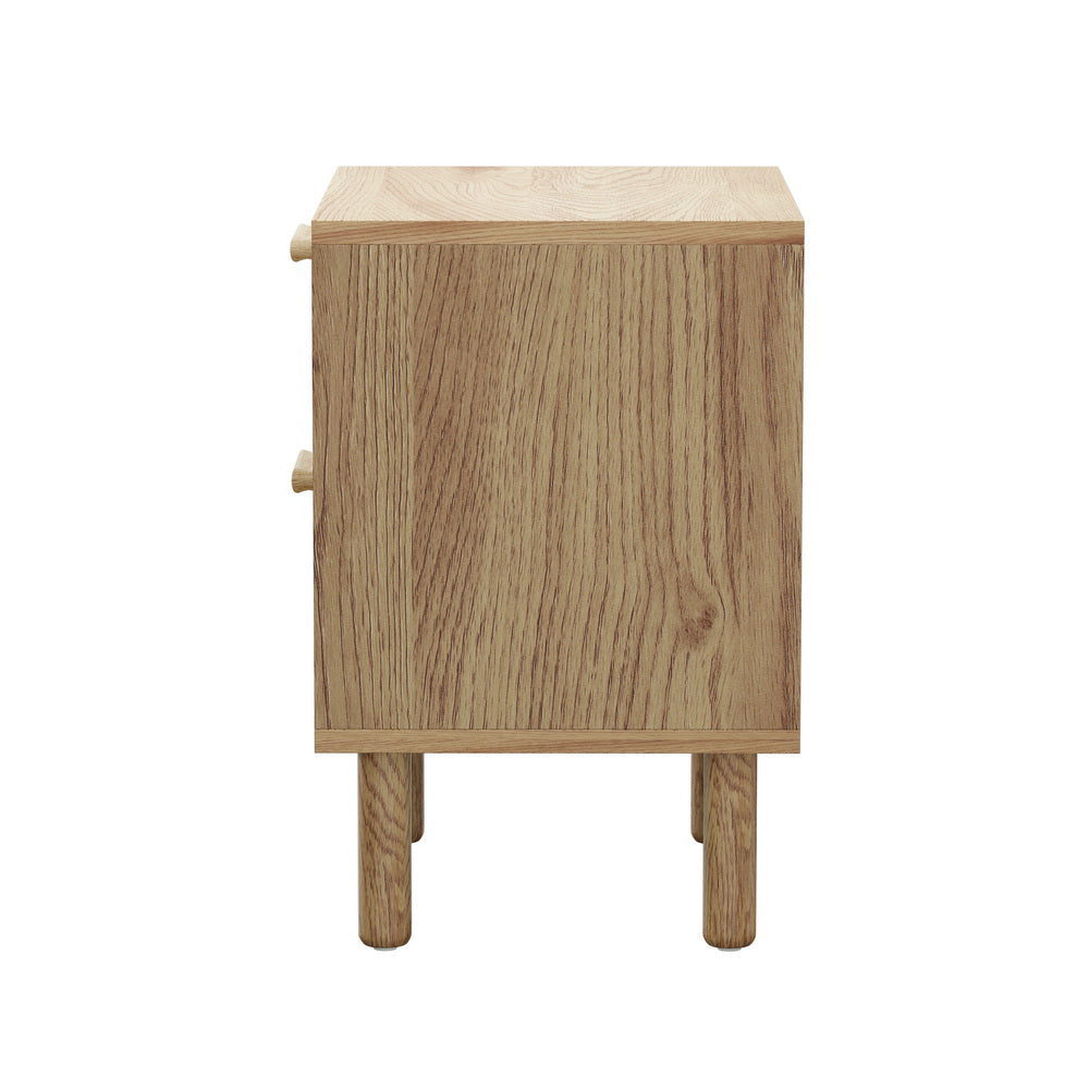 Bedside Table 2 Drawers Rattan Black/Natural