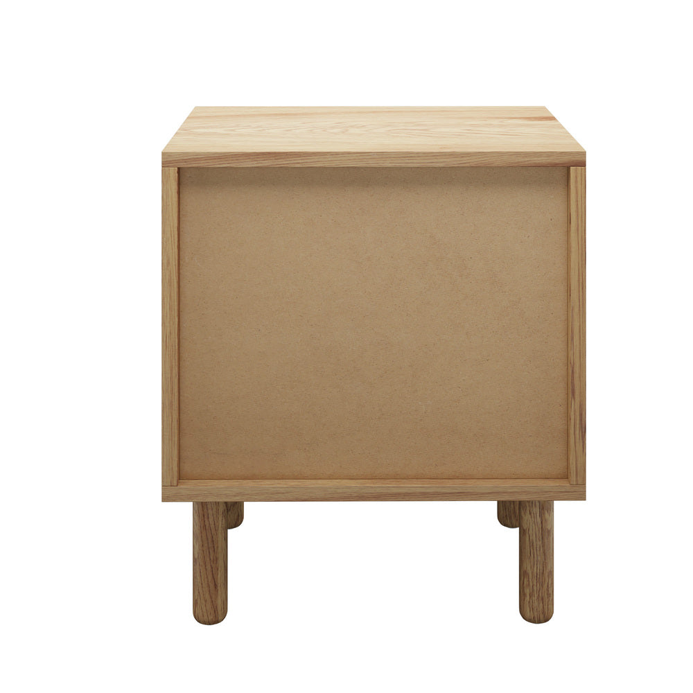 Bedside Table 2 Drawers Rattan Black/Natural