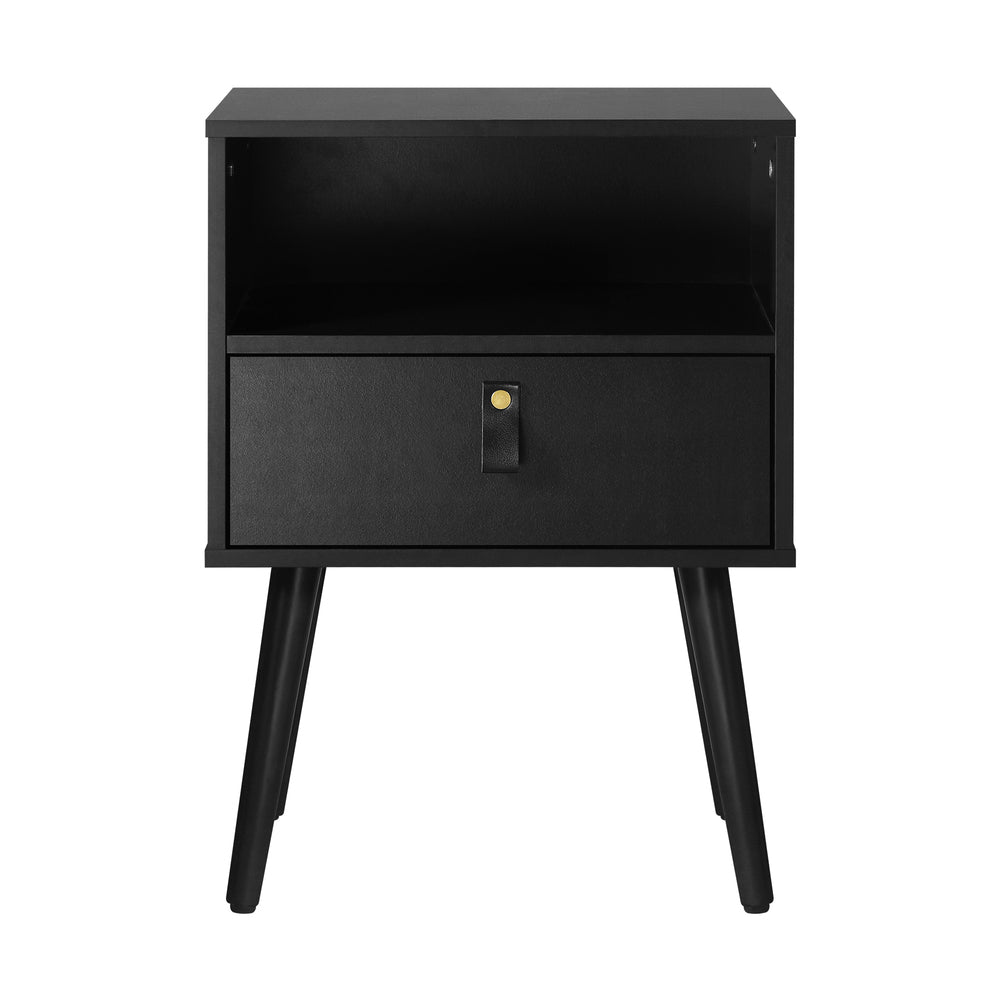 2X Bedside Tables with Leather Handle White