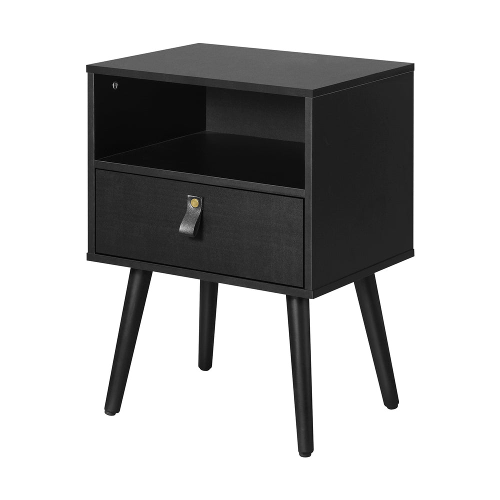 2X Bedside Tables with Leather Handle White
