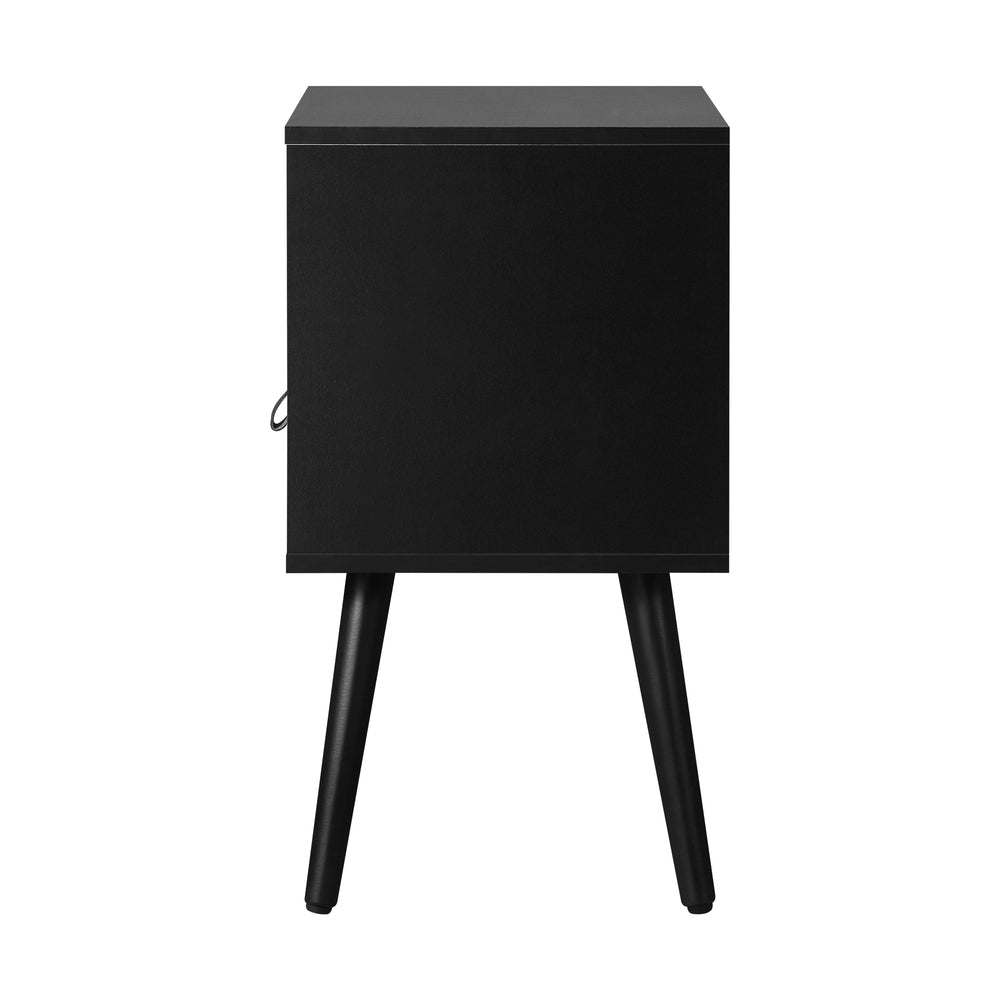2X Bedside Tables with Leather Handle White