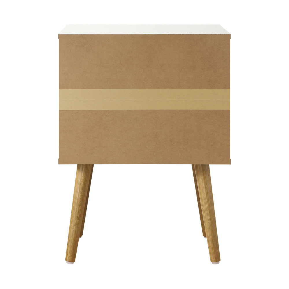 2X Bedside Tables with Leather Handle White