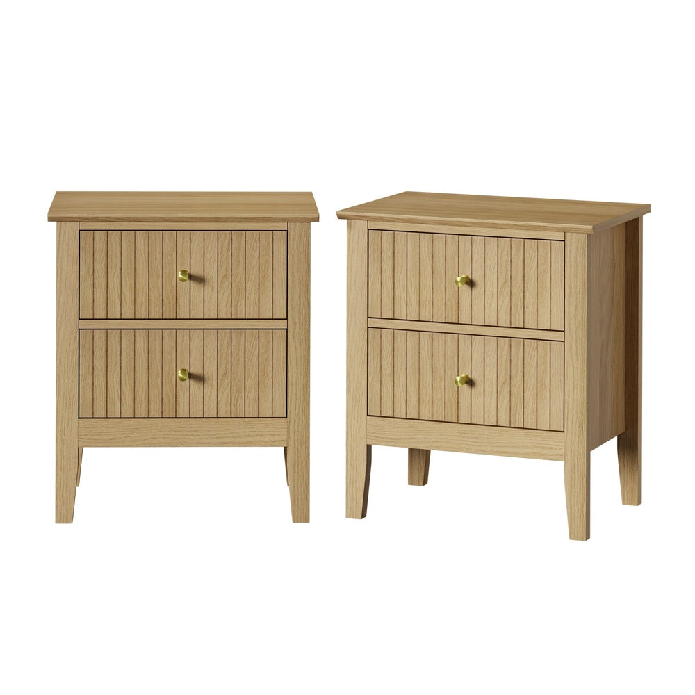 Bedside Tables Set 2 Gold Handle Nightstands | Simpledeals