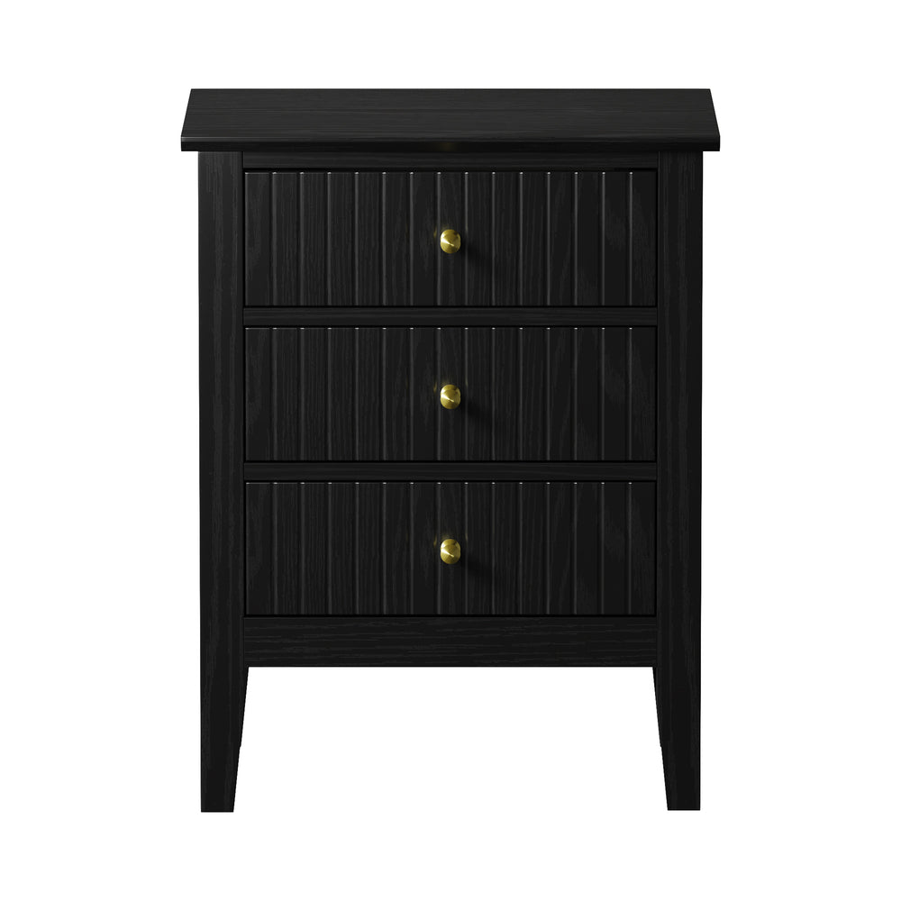 Bedside Table 3 Drawers Side End Nightstand