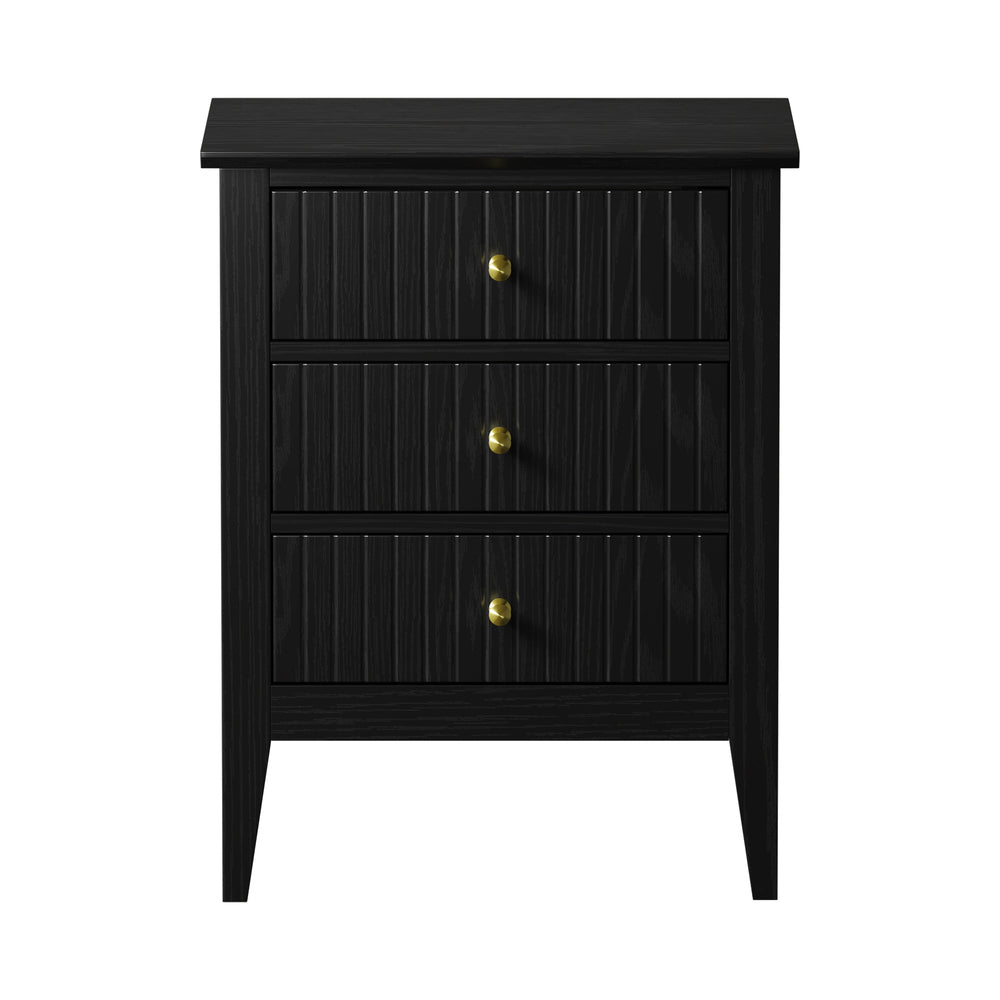 Bedside Table 3 Drawers Side End Nightstand
