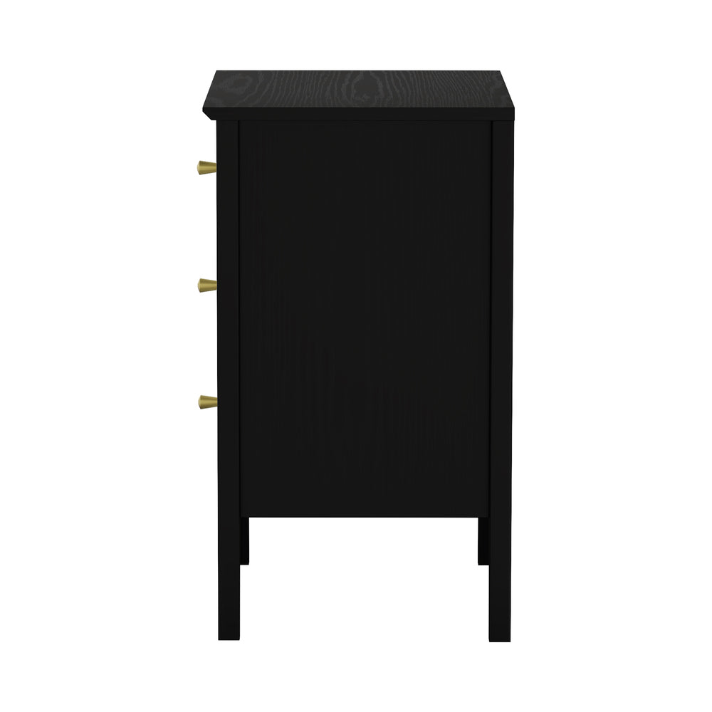 Bedside Table 3 Drawers Side End Nightstand