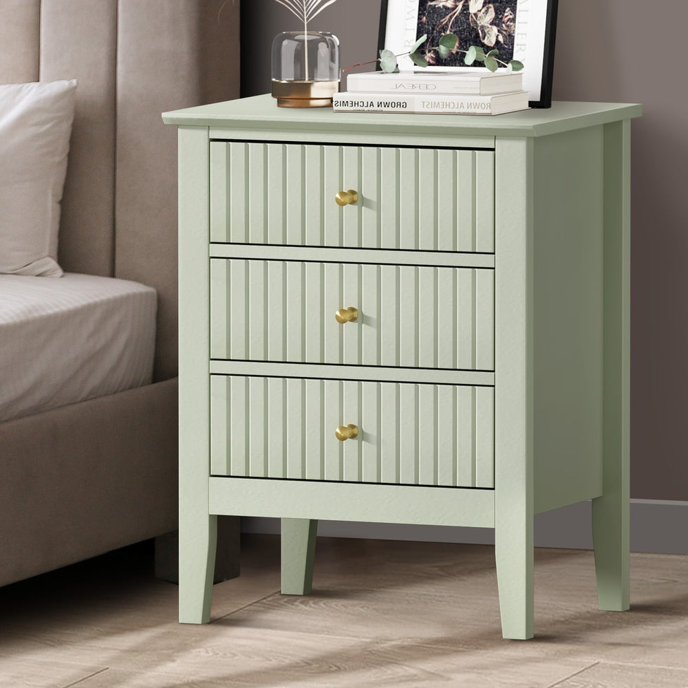 Bedside Table 3 Drawers Side End Nightstand