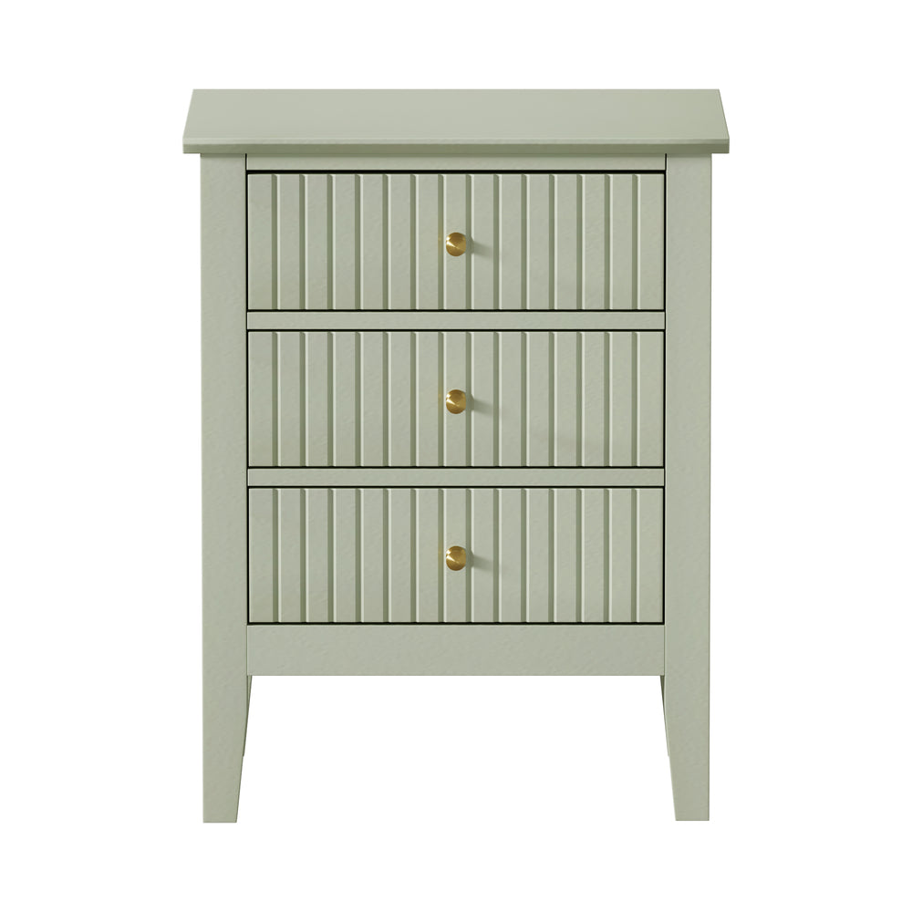Bedside Table 3 Drawers Side End Nightstand