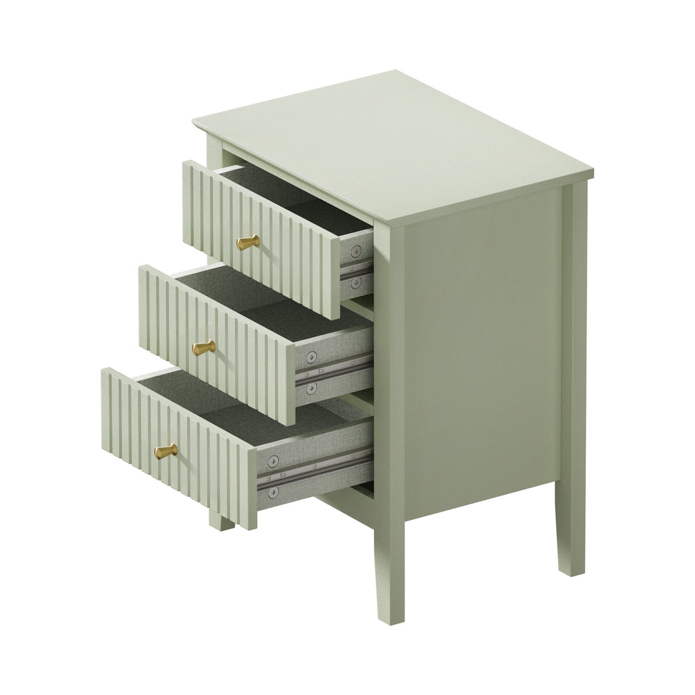 Bedside Table 3 Drawers Side End Nightstand