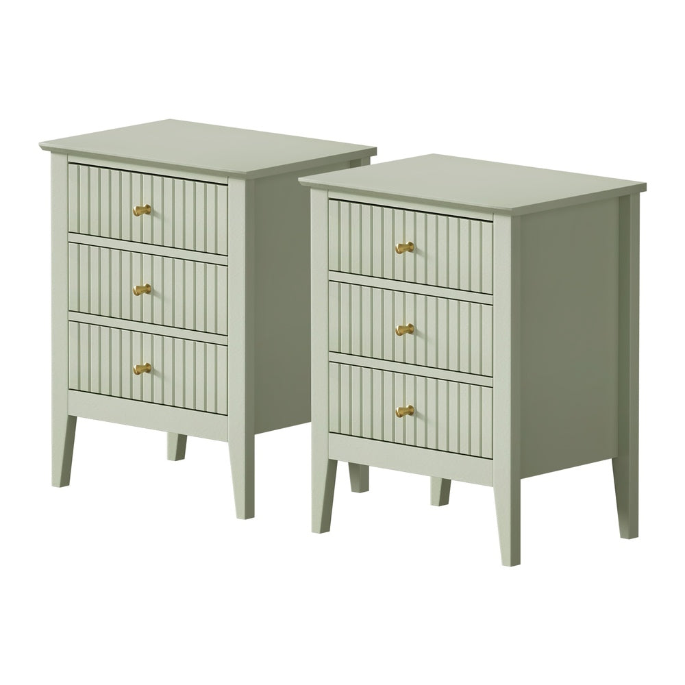Bedside Table 3 Drawers Side End Nightstand