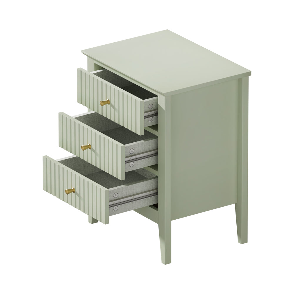 Bedside Table 3 Drawers Side End Nightstand
