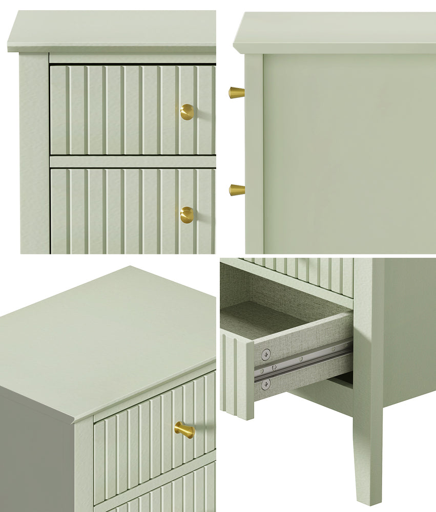Bedside Table 3 Drawers Side End Nightstand