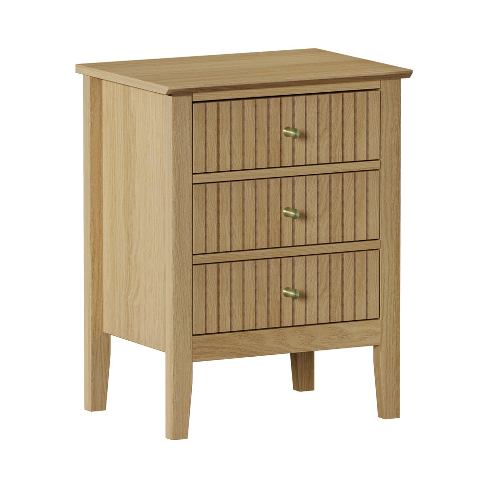 Bedside Table 3 Drawers Side End Nightstand