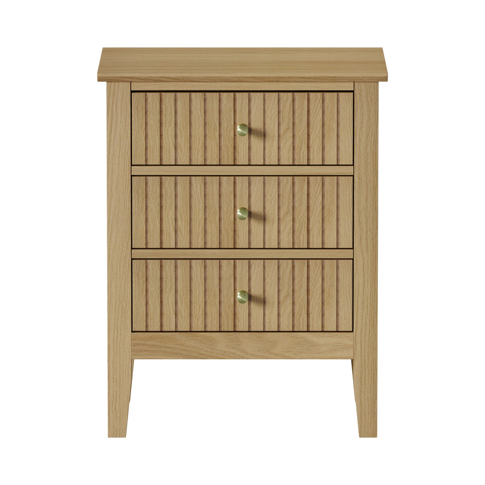 Bedside Table 3 Drawers Side End Nightstand