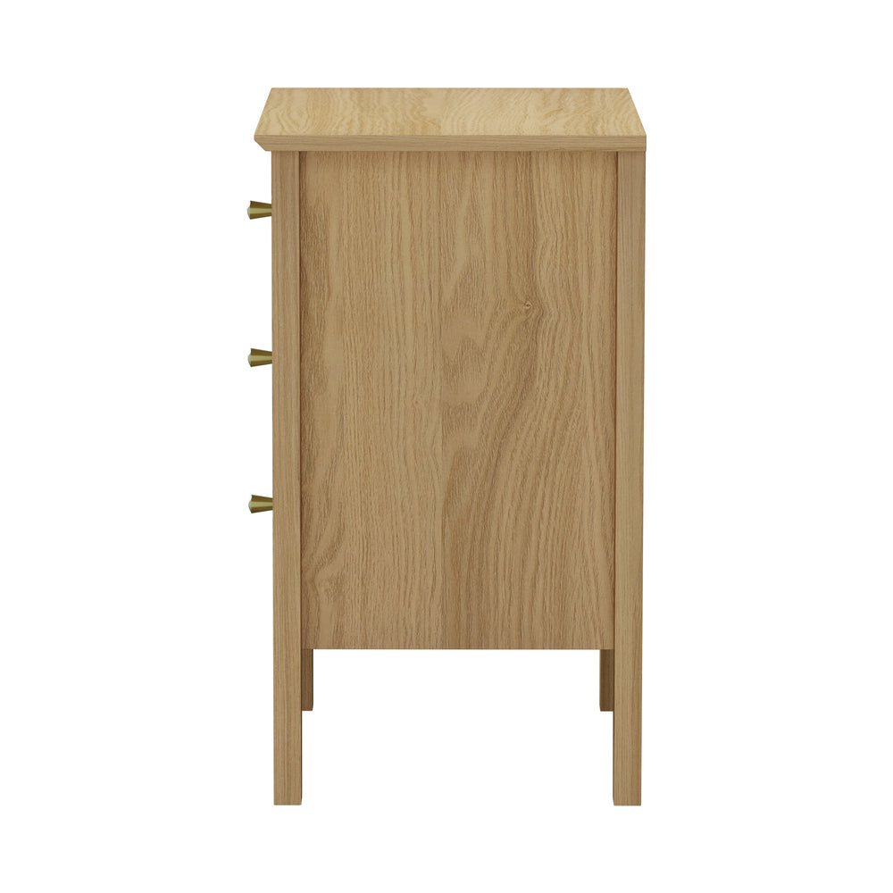 Bedside Table 3 Drawers Side End Nightstand