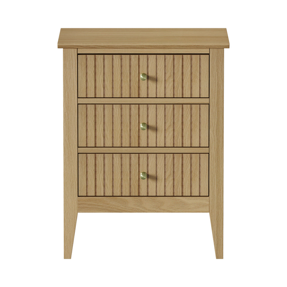 Bedside Table 3 Drawers Side End Nightstand