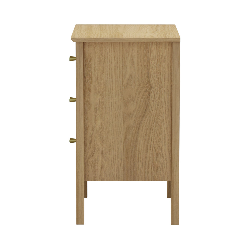 Bedside Table 3 Drawers Side End Nightstand