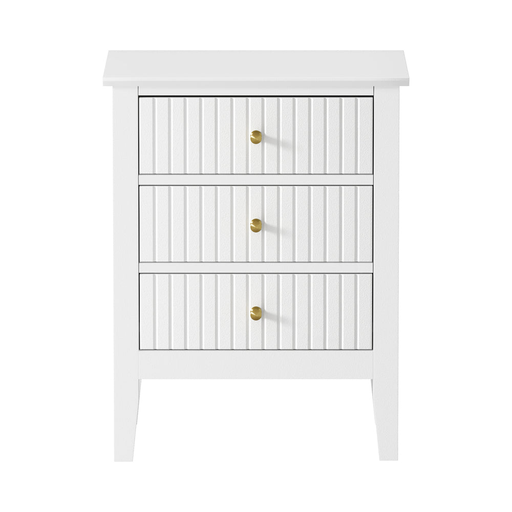 Bedside Table 3 Drawers Side End Nightstand