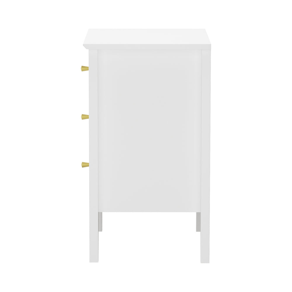 Bedside Table 3 Drawers Side End Nightstand