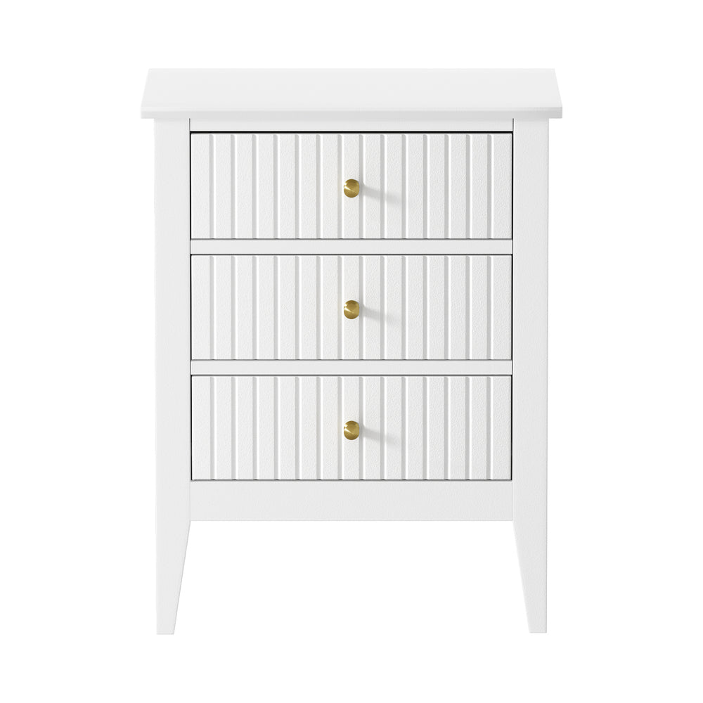 Bedside Table 3 Drawers Side End Nightstand