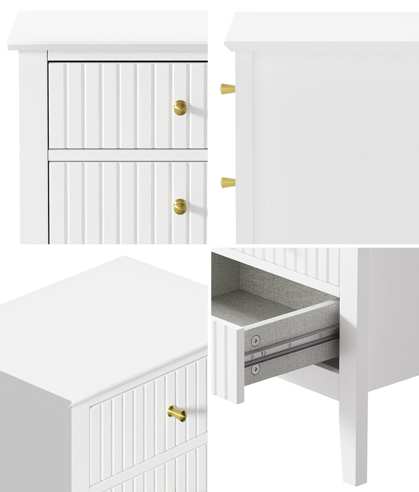 Bedside Table 3 Drawers Side End Nightstand