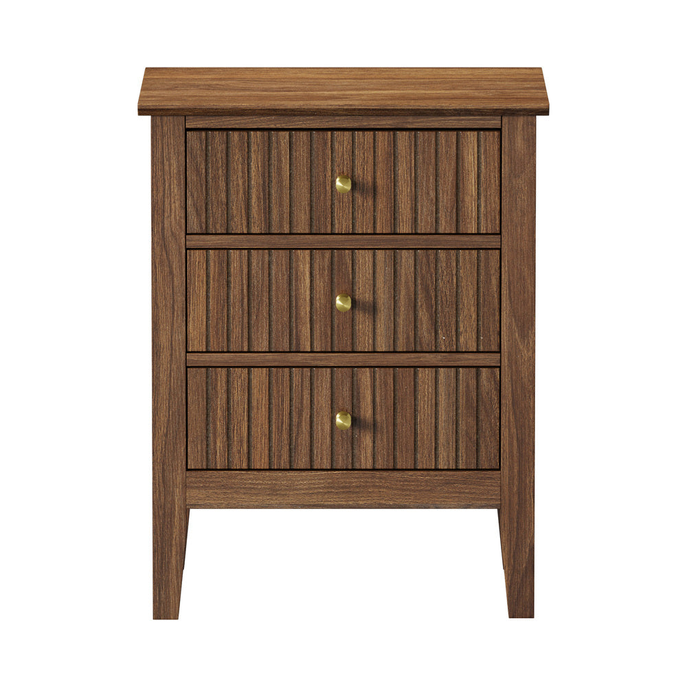 Bedside Table 3 Drawers Side End Nightstand
