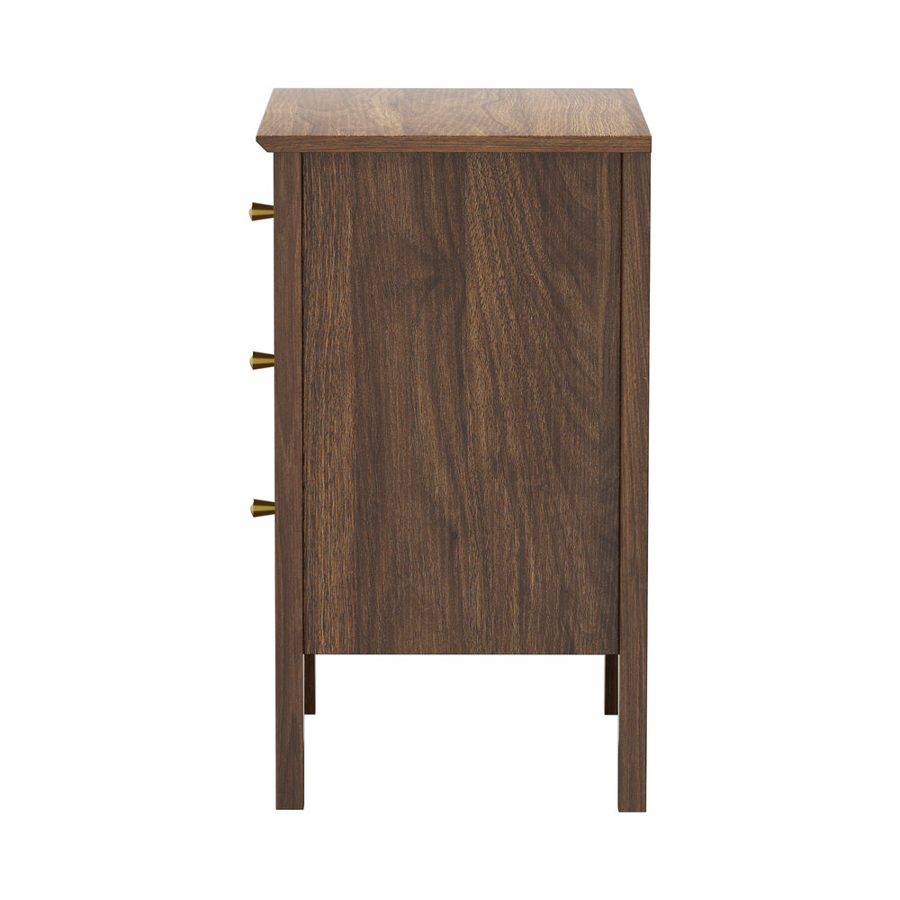 Bedside Table 3 Drawers Side End Nightstand