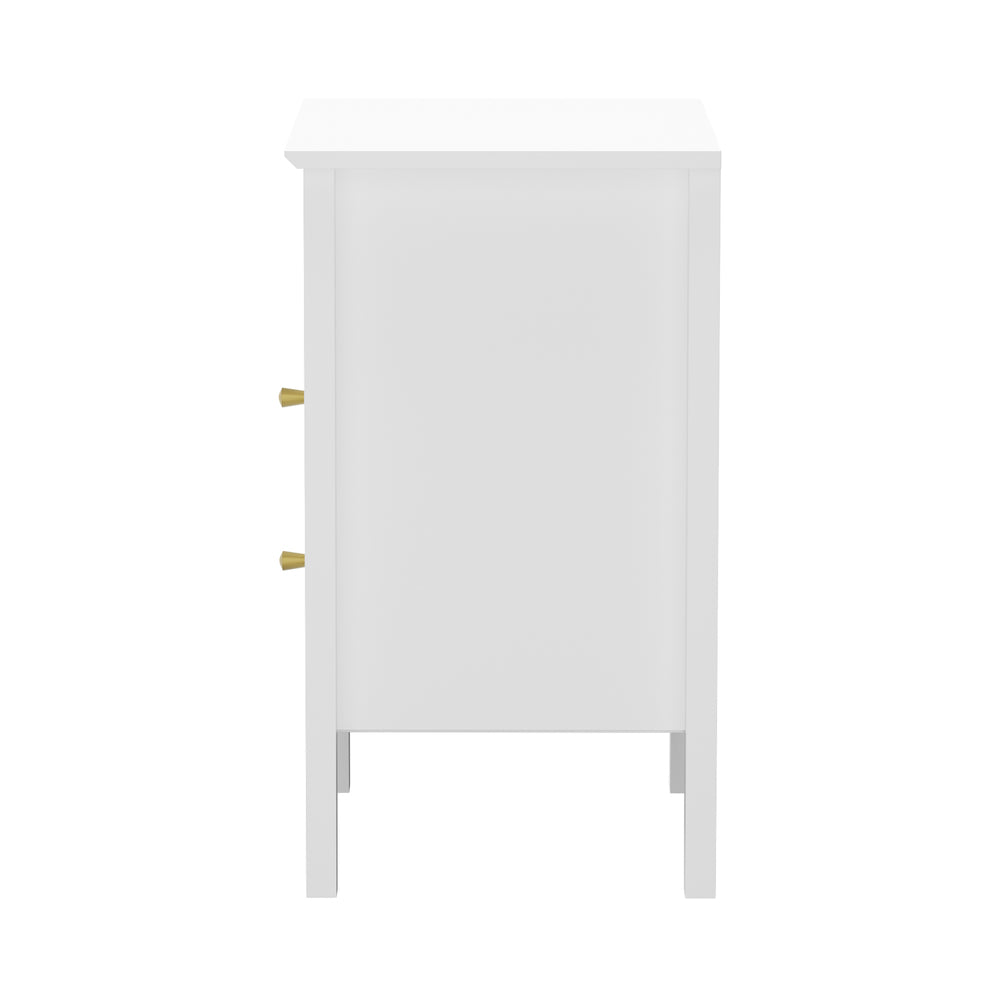 Bedside Table Nightstand 2 Drawer Storage Cabinet Bedroom White