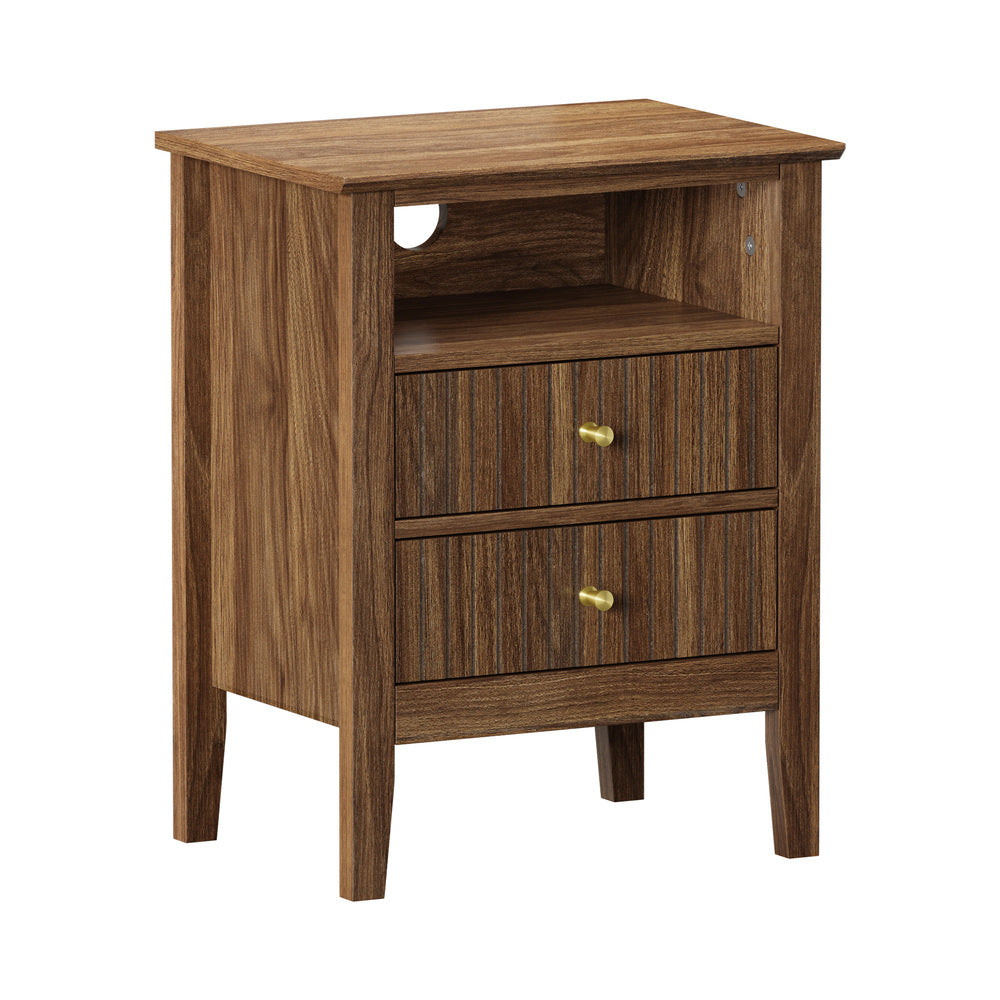 Bedside Table Nightstand 2 Drawer Storage Cabinet Bedroom White