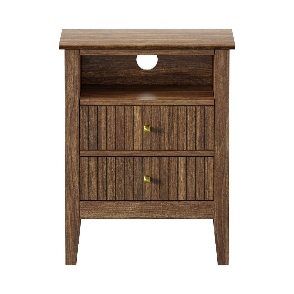 Bedside Table Nightstand 2 Drawer Storage Cabinet Bedroom White