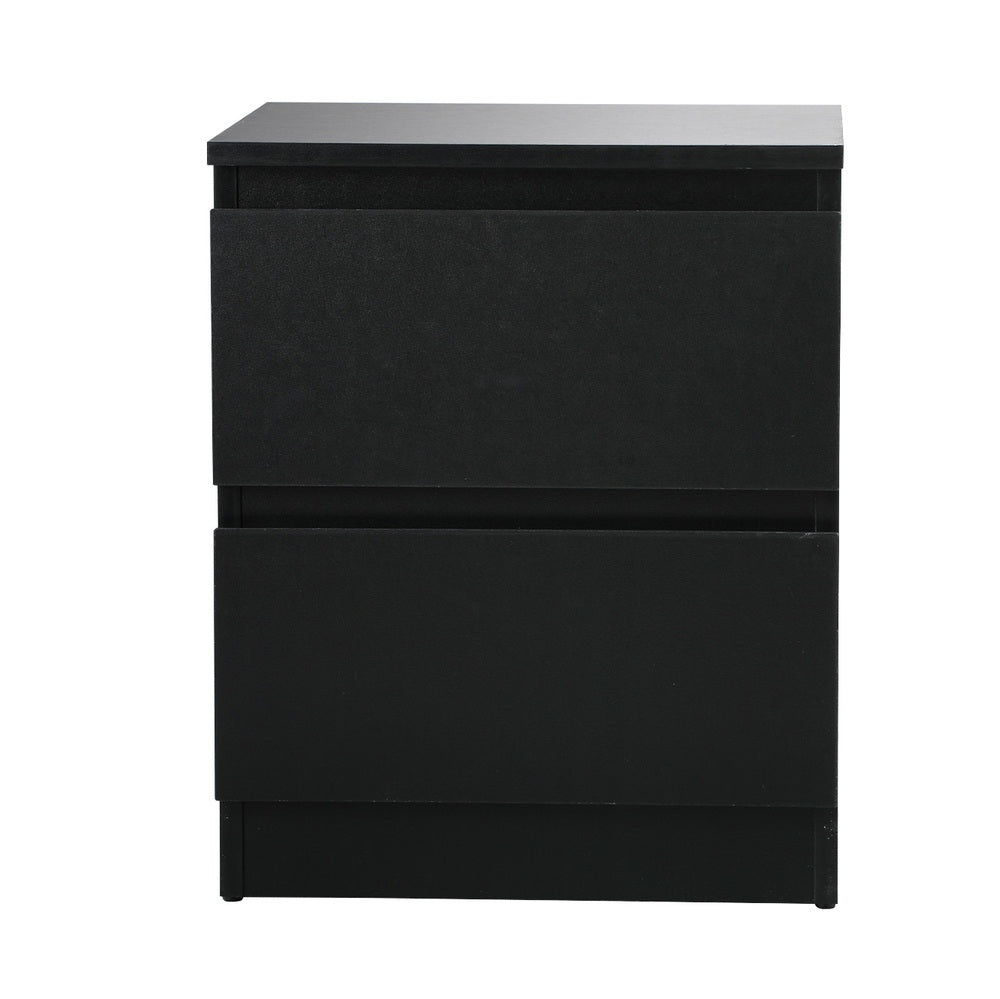 Bedside Tables Set of 2 Nightstand Black/Wood/White