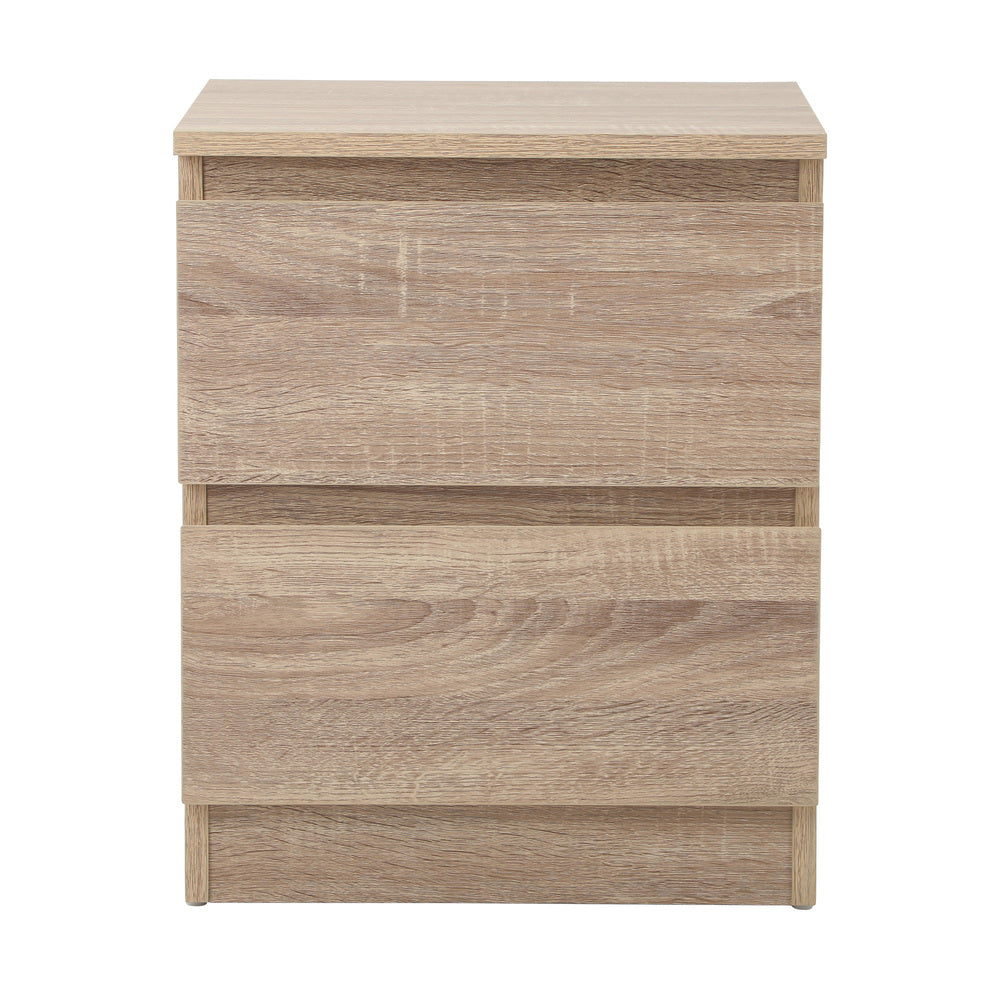 Bedside Table Nightstand 2 Drawers Black Natural White