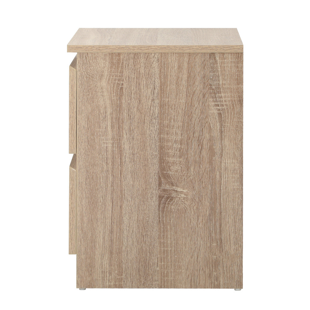 Bedside Table Nightstand 2 Drawers Black Natural White