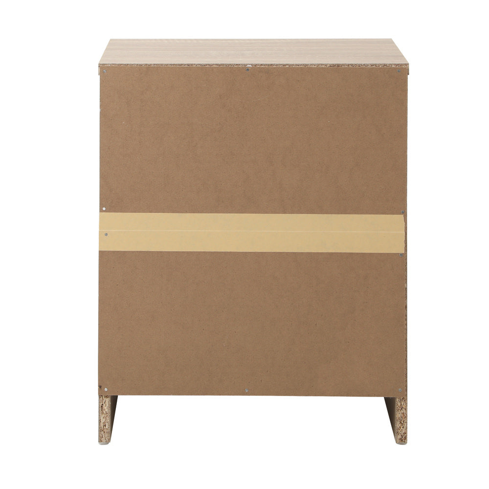 Bedside Table Nightstand 2 Drawers Black Natural White
