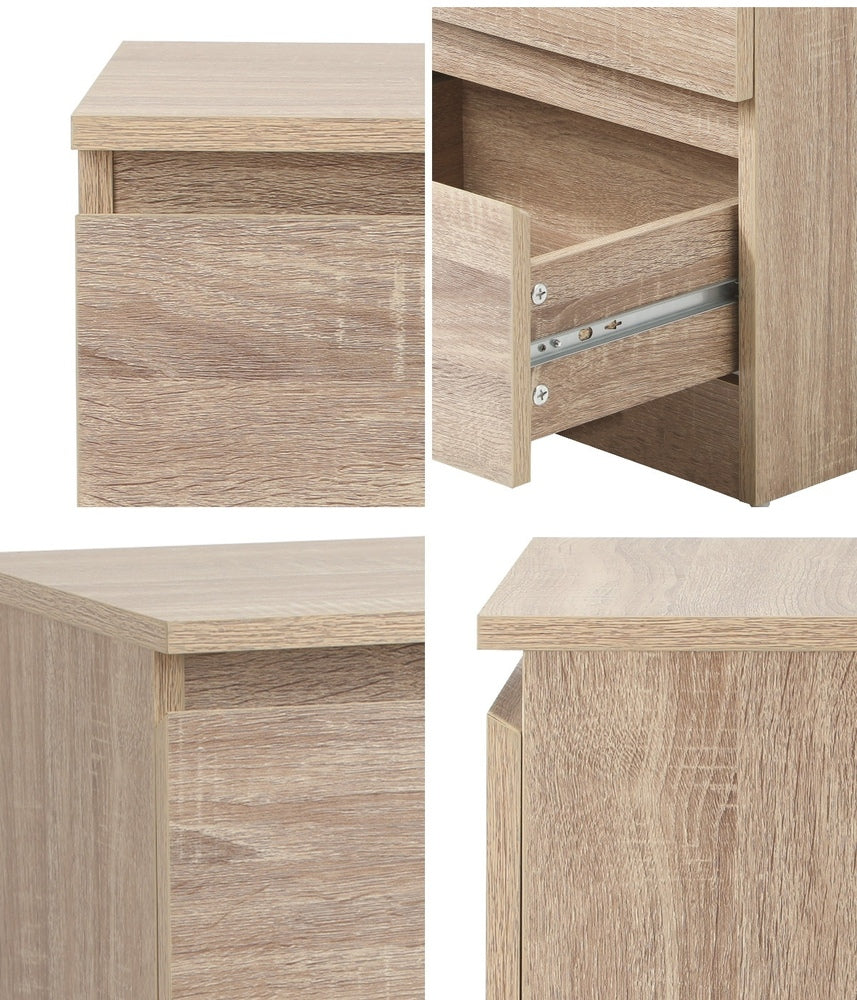 Bedside Tables Set of 2 Nightstand Black/Wood/White