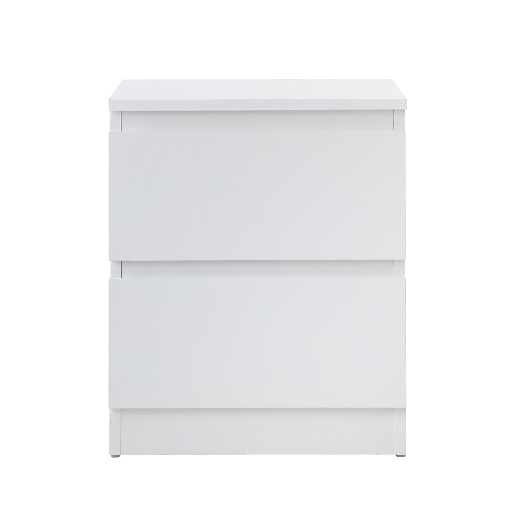 Bedside Table Nightstand 2 Drawers Black Natural White