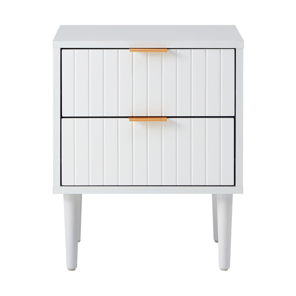 Bedside Tables Set of 2 Nightstand Black/Wood/White