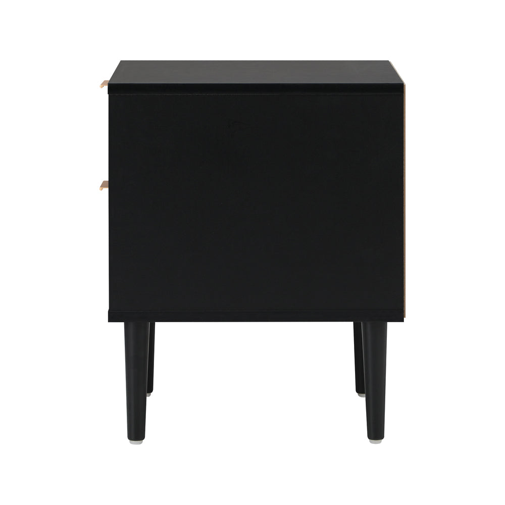 Black Bedside Table 2 Drawers Metal Handle | Simpledeals