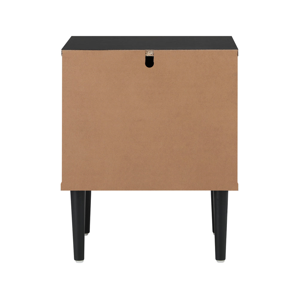 Black Bedside Table 2 Drawers Metal Handle | Simpledeals