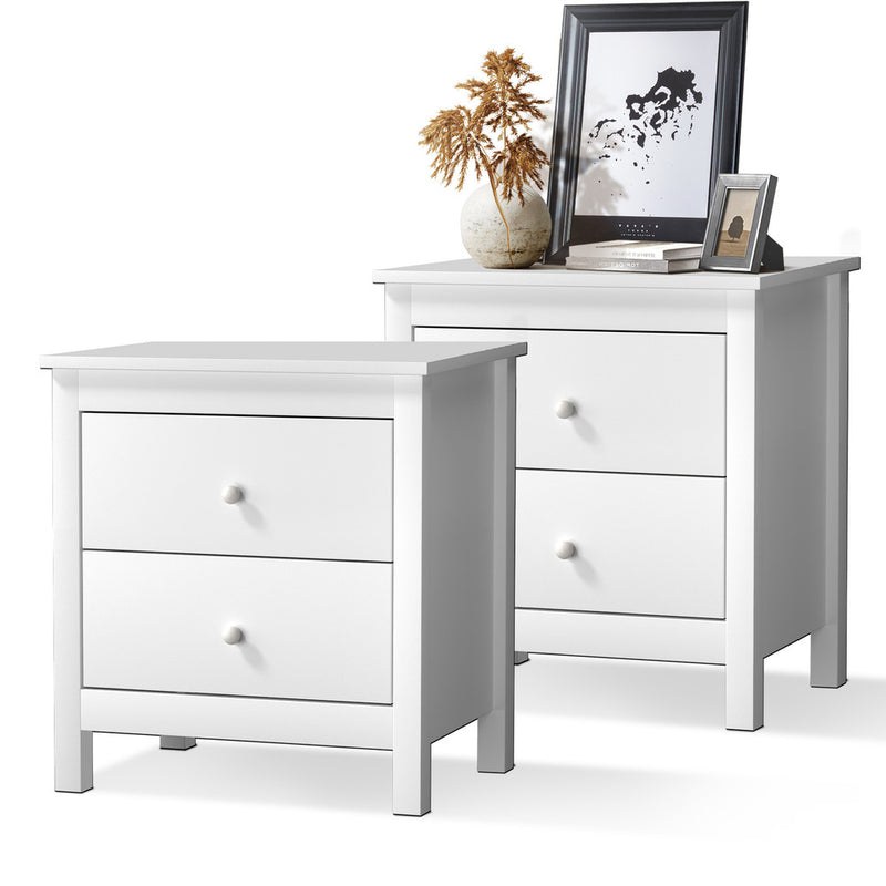 Bedside Tables Set of 2 Nightstand Side Table Black/White with Black colour