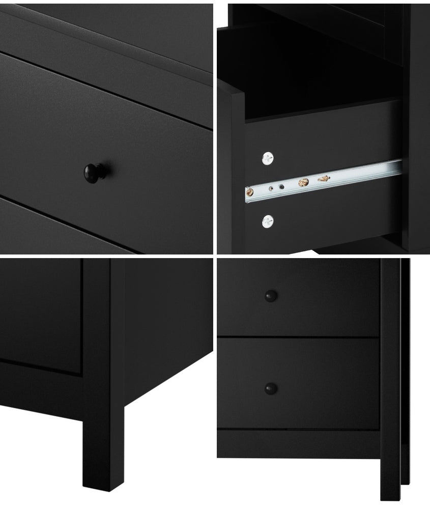 Bedside Tables Set of 2 Nightstand Side Table Black/White